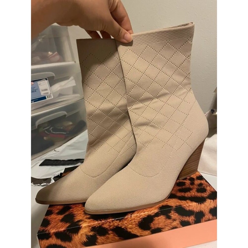 Lemonade Sammy Ankle Boots Size 10 Beige/Taupe Block Heel New in Box